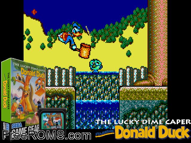 Lucky Dime Caper with Donald Duck Game Gear game showing 3D box cover and gameplay screenshot